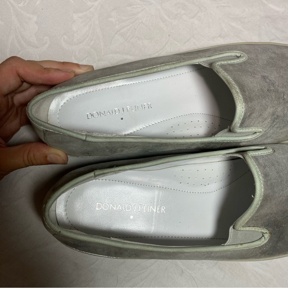 Donald J. Pliner Belize RZ Metallic Silver & Blue Suede Leather Loafers Slip On - Picture 10 of 11